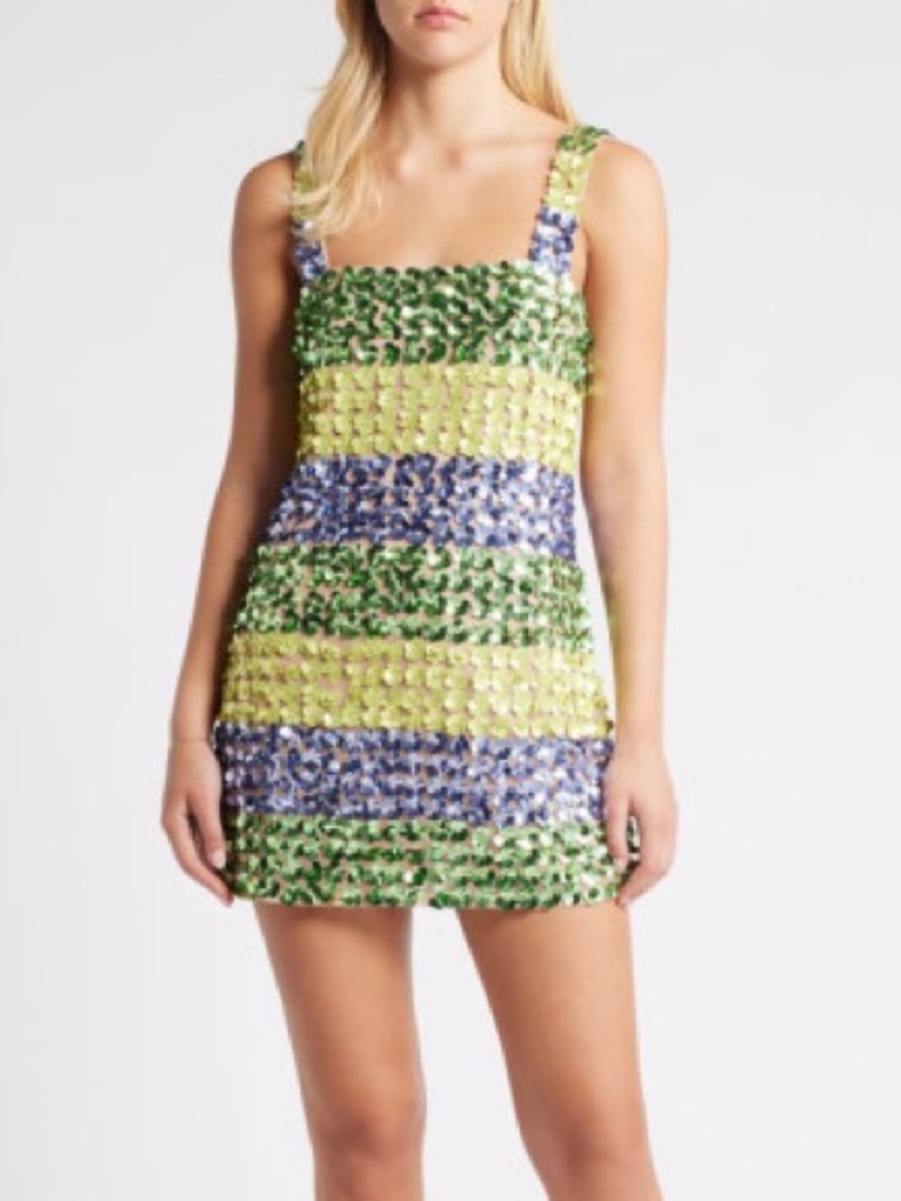 NASTY GAL Floral Paillette Stripe Minidress in Multi, Size 8